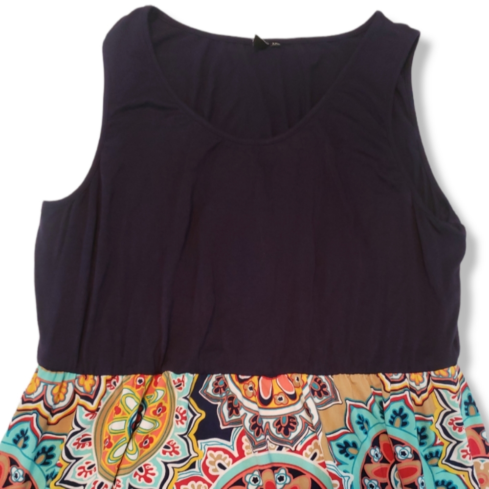 Zattcas Dress Size XXL Sleeveless Maxi Dress Floral Geometric Print Women's - Picture 3 of 7